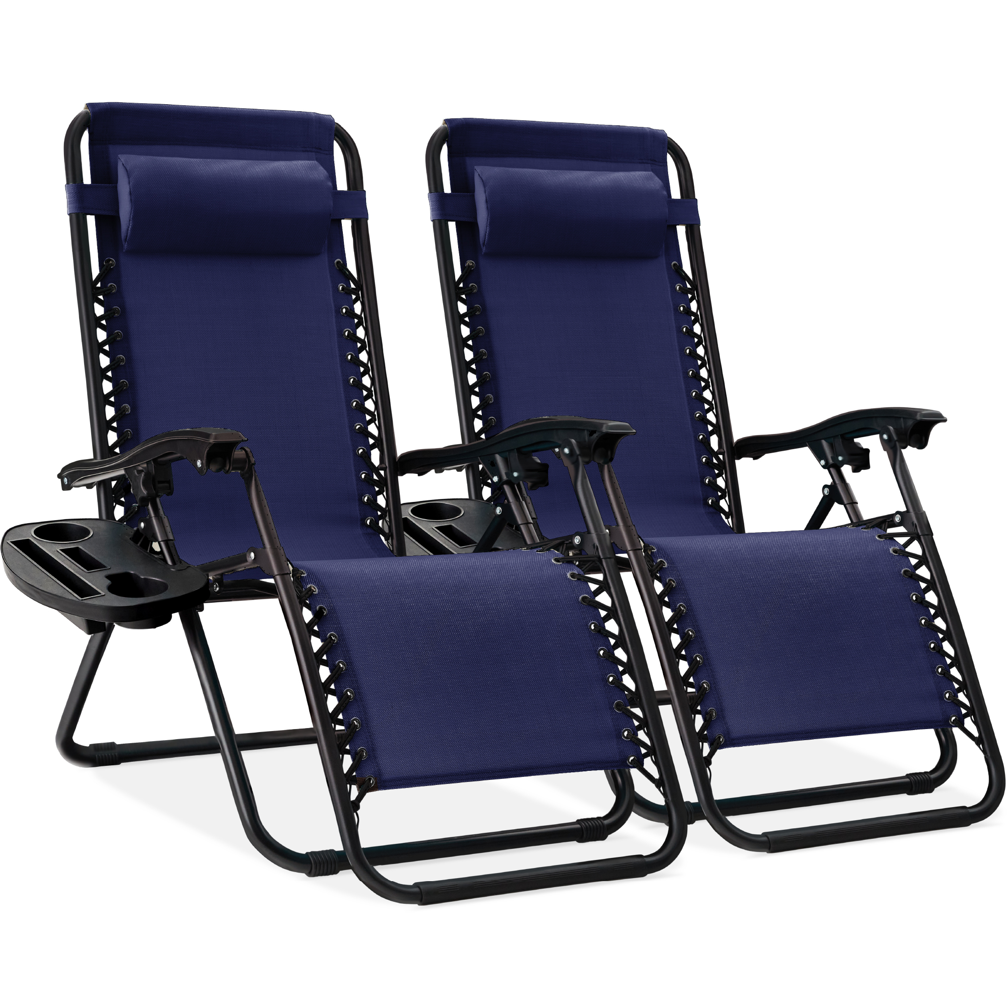 Best Choice Products Set of 2 Zero Gravity Lounge Chair Recliners for Patio, Pool w/ Cup Holder Tray - Navy Blue - image 1 of 8