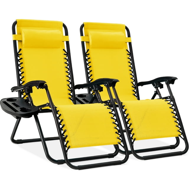 Best Choice Products Adjustable Reclining Lounge Set of 2 for Patio, Pool with Cup Holder Tray