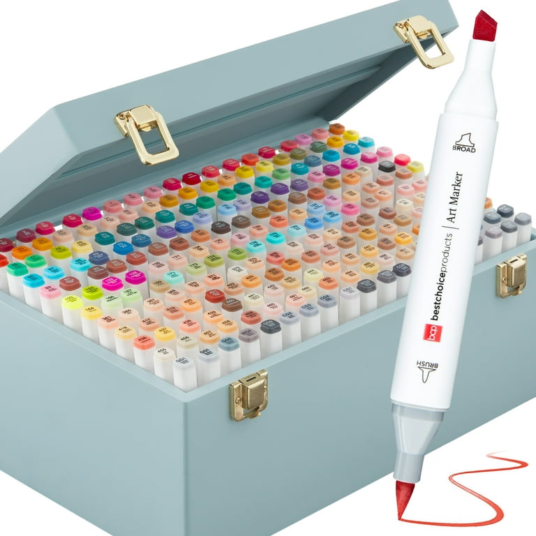 BLICK Alcohol Brush Tip Markers - 96 MARKERS, w/ Storage Tote