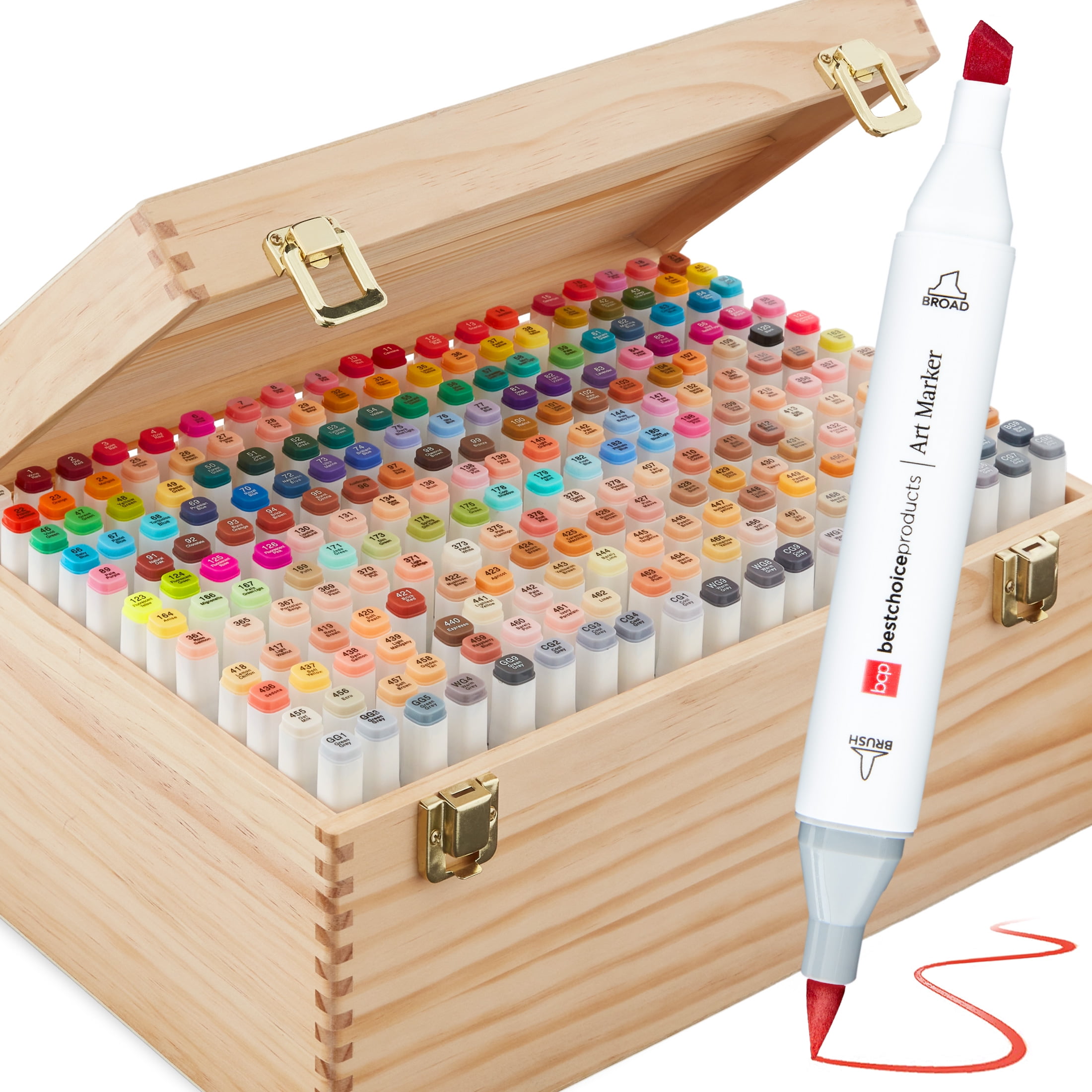 Deli 60 Colors Dual Tip Alcohol Markers, Art Markers Set Art Supplies Permanent Marker with Storage Box