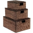 thumbnail image 1 of Best Choice Products Set of 3 X-Large, Large, & Medium Woven Storage Baskets W/Lids, Hyacinth Organizer Bins - Brown, 1 of 9