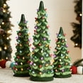 thumbnail image 1 of Best Choice Products Set of 3 Pre-Lit Hand-Painted Ceramic Tabletop Christmas Trees w/ Multicolor Lights - Green, 1 of 9