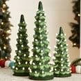 thumbnail image 1 of Best Choice Products Set of 3 Pre-Lit Hand-Painted Ceramic Tabletop Christmas Trees w/ Warm White Bulbs - Green, 1 of 9