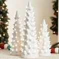 thumbnail image 1 of Best Choice Products Set of 3 Pre-Lit Hand-Painted Ceramic Tabletop Christmas Trees w/ Warm White Bulbs - White, 1 of 8