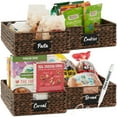 thumbnail image 1 of Best Choice Products Set of 4 16x12in Woven Water Hyacinth Pantry Baskets w/ Chalkboard Label, Chalk Marker - Brown, 1 of 7
