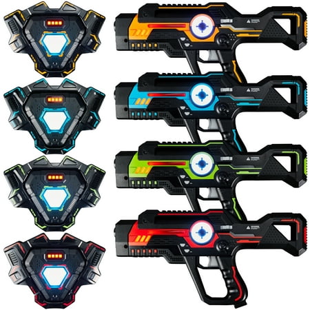 Best Choice Products Set of 4 Laser Tag Blasters & Vests, Infrared Lazer Toy Set for Kids, Adults, Multiplayer Game