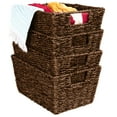 thumbnail image 1 of Best Choice Products Set of 4 Multipurpose Stackable Seagrass Laundry Organizer Tote Baskets w/ Insert Handles - Brown, 1 of 6