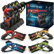 Best Choice Products Set of 4 Rechargeable Laser Tag Blasters No Vests Needed w/Docking Station - Yellow/Green/Teal/Pink