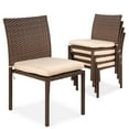 thumbnail image 1 of Best Choice Products Set of 4 Stackable Outdoor Patio Wicker Chairs w/ Cushions, UV-Resistant Finish - Brown/ Cream, 1 of 6