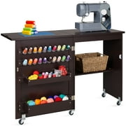 Best Choice Products Sewing Machine Table & Desk w/ Craft Storage and Trays - Espresso
