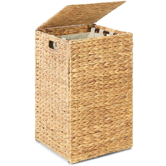 Best Choice Products Small Laundry Hamper W/ Lid, Handwoven Laundry Basket, W/ Washable Liner & Handles - Natural