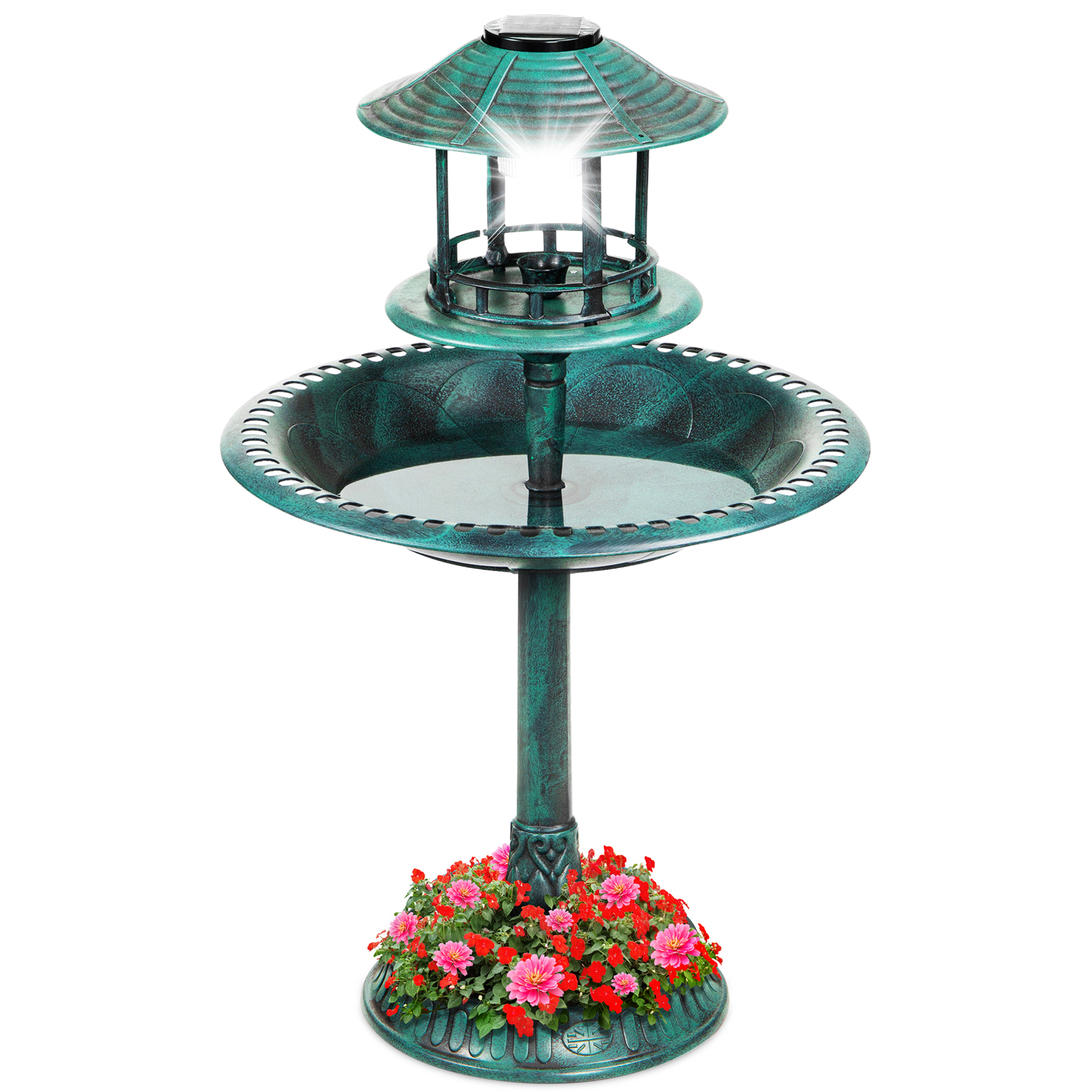 Best Choice Products Solar Outdoor Bird Bath Pedestal Fountain Garden
