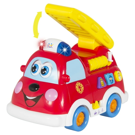 Best Choice Products Teaching Fire Truck Toy w/ Bump'n'Go, Lights, Sounds, English and Spanish Phrases