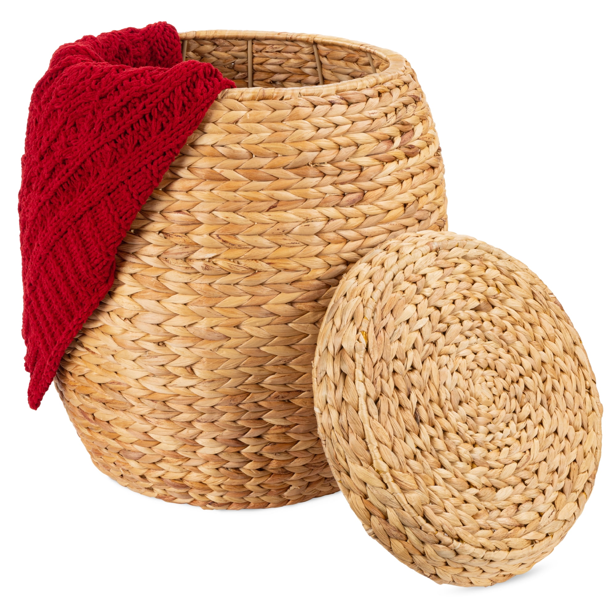Natural Handwoven Seagrass Storage Basket with Lid