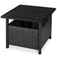 thumbnail image 1 of Best Choice Products Wicker Rattan Patio Side Table Outdoor Furniture for Garden, Pool, Deck w/ Umbrella Hole - Black, 1 of 7