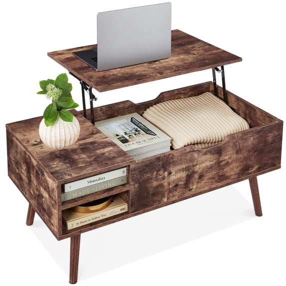 Best Choice Products Wooden Mid-Century Modern Lift Top Coffee Table w/ Hidden Storage, Removable Shelf - Brown
