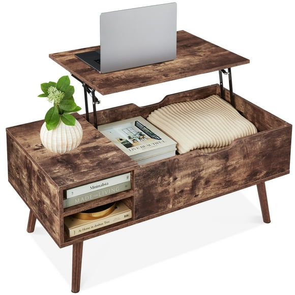 Best Choice Products Wooden Mid-Century Modern Lift Top Coffee Table w/ Hidden Storage, Removable Shelf - Brown