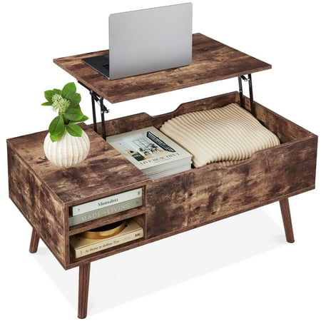 Best Choice Products Wooden Mid-Century Modern Lift Top Coffee Table w/ Hidden Storage, Removable Shelf - Brown