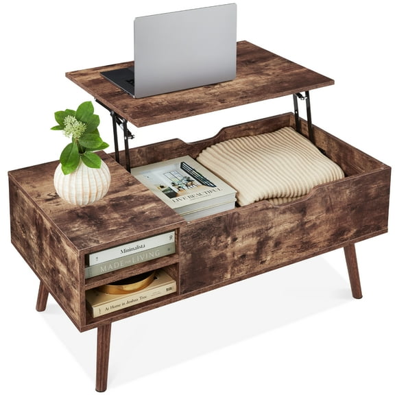 Best Choice Products Wooden Mid-Century Modern Lift Top Coffee Table w/ Hidden Storage, Removable Shelf - Brown