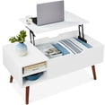 thumbnail image 1 of Best Choice Products Wooden Mid-Century Modern Lift Top Coffee Table w/ Hidden Storage, Removable Shelf - White/Brown, 1 of 8