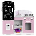 thumbnail image 1 of Best Choice Products Wooden Pretend Play Kitchen Toy Set for Kids w/ Chalkboard, Marble Backdrop, 7 Accessories - Pink, 1 of 7