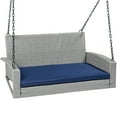 thumbnail image 1 of Best Choice Products Woven Wicker Hanging Porch Swing Bench for Patio, Deck w/ Mounting Chains, Seat Cushion - Gray/Navy, 1 of 7