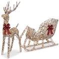 thumbnail image 1 of Best Choice Products XL Lighted Christmas 5ft Reindeer & Sleigh Holiday Outdoor Decor Set w/265 LED Lights - Rattan, 1 of 7
