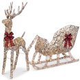 thumbnail image 1 of Best Choice Products XL Lighted Christmas 5ft Reindeer & Sleigh Holiday Outdoor Decor Set w/265 LED Lights - Rattan, 1 of 7