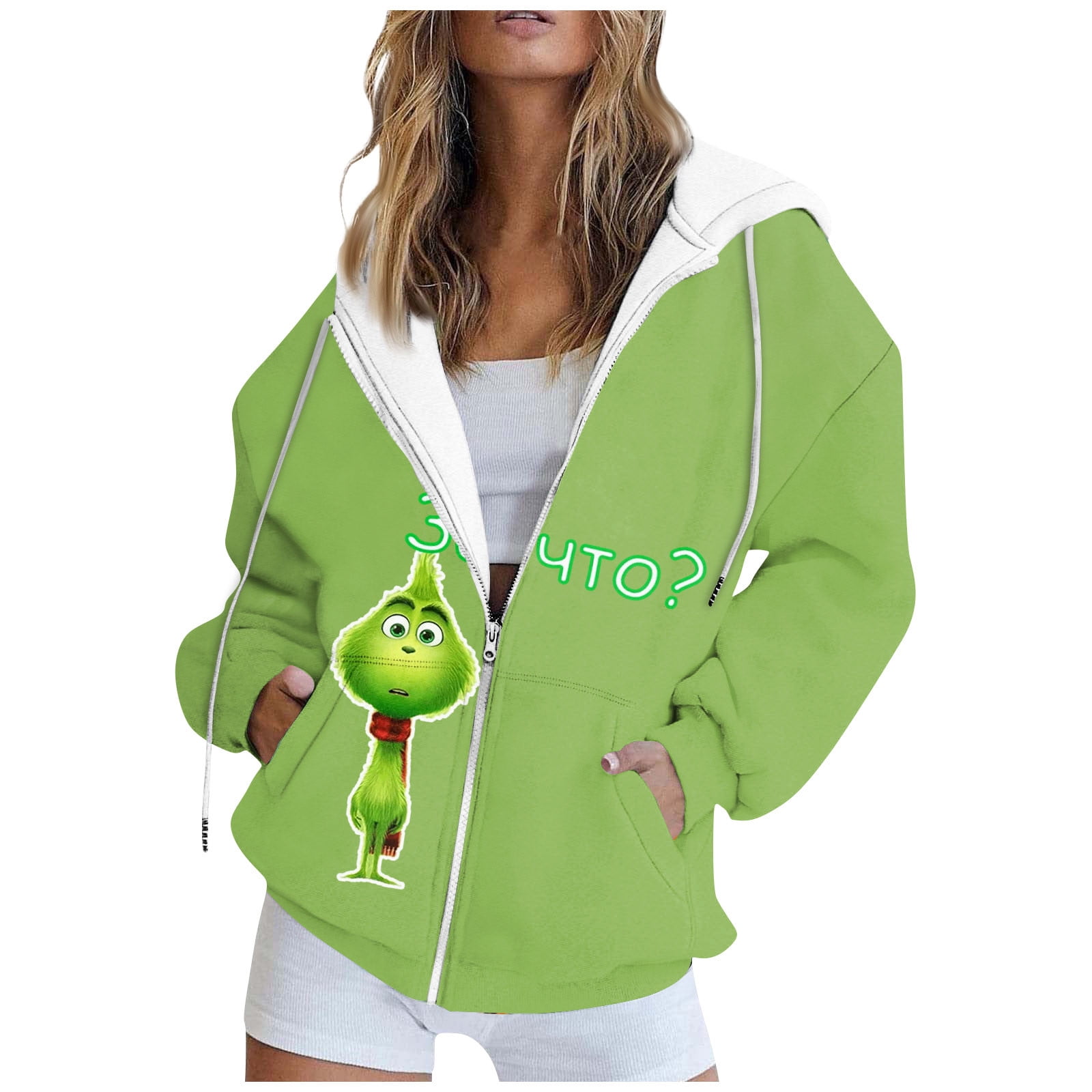 Best Christmas Gift! Gotyou Grinch Hoodie Unisex Zipper Sweater Coat