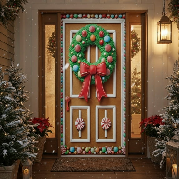Best Christmas Gifts 2025 Christmas Decorations 35 X 71 Inch Christmas Door Curtain With Santa Pattern For Holiday Entrance Decor Best Christmas Decor Home