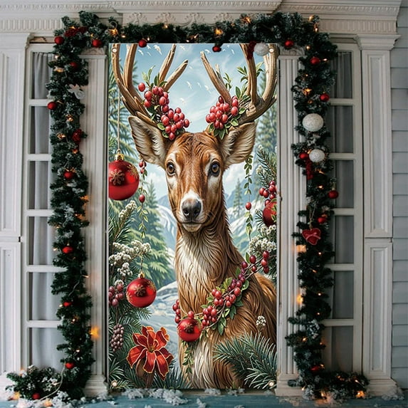 Best Christmas Gifts 2025 Christmas Decorations 35X71 Inch Santa Claus Christmas Door Cover For Festival Party Backdrop Best Christmas Decor Home