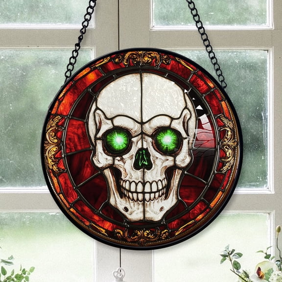 Best Christmas Gifts - Halloween Vampire Skeletons Spooky Stained Glass Hanging Ornament - Snow-Dusted Pines Christmas Tree Decor, Gift for Family & Friends, Keepsake 2025