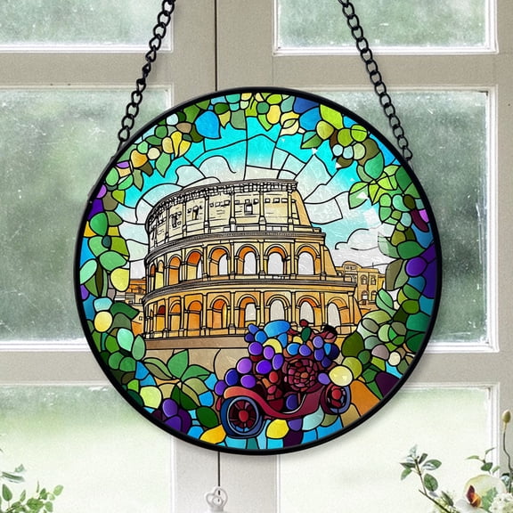 Best Christmas Gifts - Roman Italy Christmas Stained Glass Hanging Ornament - Nature-Inspired Holiday Tree Decoration, Xmas Gift for Mom, Dad, Family, Friends
