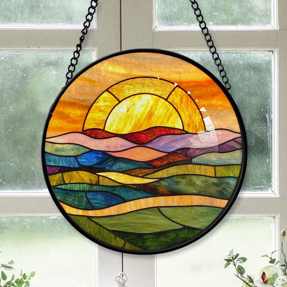 Best Christmas Gifts - Starry Sky Tree SnowBlue Stained Glass Hanging Ornament - Snow-Dusted Pines Christmas Tree Decor, Gift for Family & Friends, Keepsake 2025