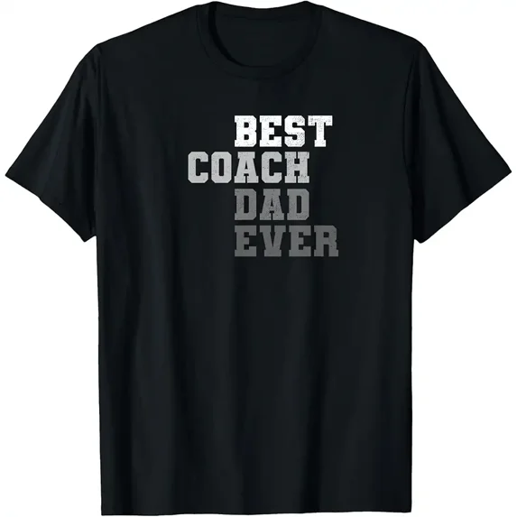 Best Coach Dad Ever Men's T-Shirt Retro Vintage Style Sports Gift for Father Athletic Apparel Black Tee
