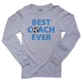 thumbnail image 1 of Best Coach Ever - Cool Blue Lettering with Soccer Ball Men's Long Sleeve Grey T-Shirt, 1 of 2