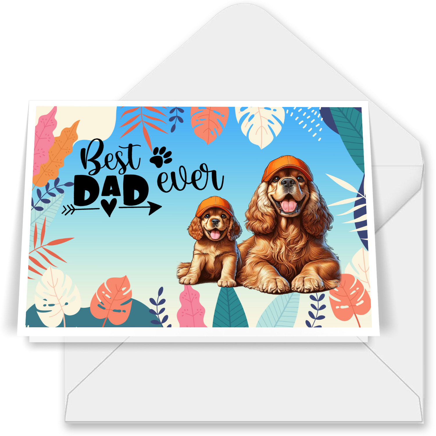 Best Cocker Spaniel Dad Ever Happy Father s Day 7x5in Folded Greeting 
