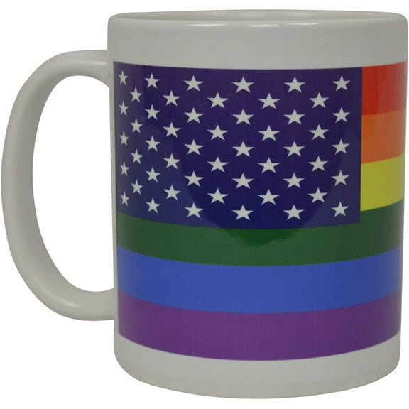 Best Coffee Mug Rainbow Heart Love Gay Pride Flag Novelty Cup Great Gift Idea For Men Women Gay Lesbian Bisexual Transgender (Flag)