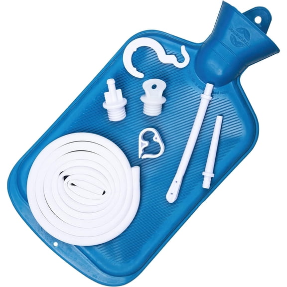 Best Colon Cleanse Enema Bag BPA Free with Tubing (2 Quart) Hot Water Bottle - Coffee, Shower, Douche & Home Adult Enema Kit, Blue