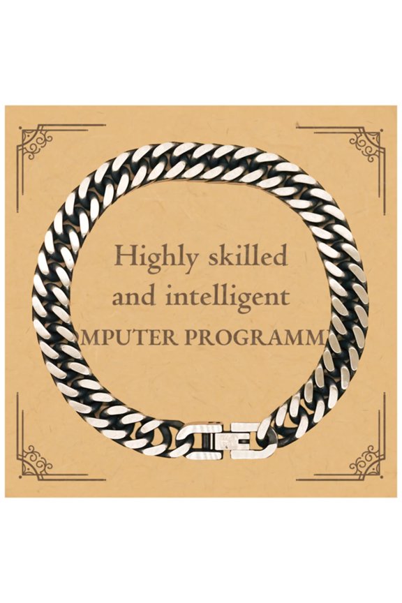 Best Computer Programmer Gifts, Highly skilled and intelligent, Appreciation Birthday Cuban Link Chain Bracelet for Computer Programmer, Men, Women, Friends, Coworkers