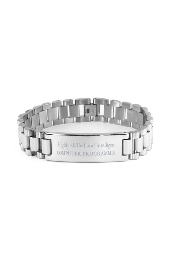 Best Computer Programmer Gifts, Highly skilled and intelligent, Appreciation Birthday Ladder Stainless Steel Bracelet for Computer Programmer, Men, Women, Friends, Coworkers