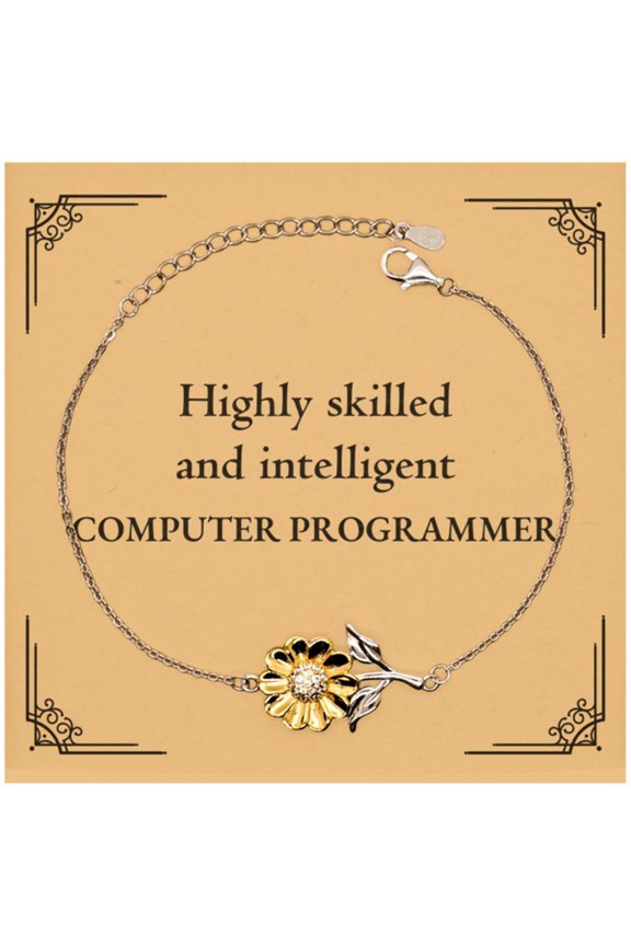Best Computer Programmer Gifts, Highly skilled and intelligent, Appreciation Birthday Sunflower Bracelet for Computer Programmer, Men, Women, Friends, Coworkers