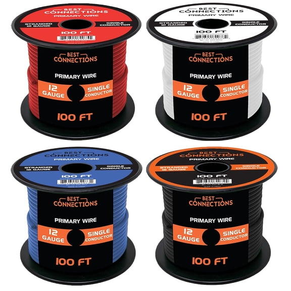 BEST CONNECTIONS 12 Gauge Automotive Primary Wire - 100ft Combo | Power/Ground Electrical Wiring
