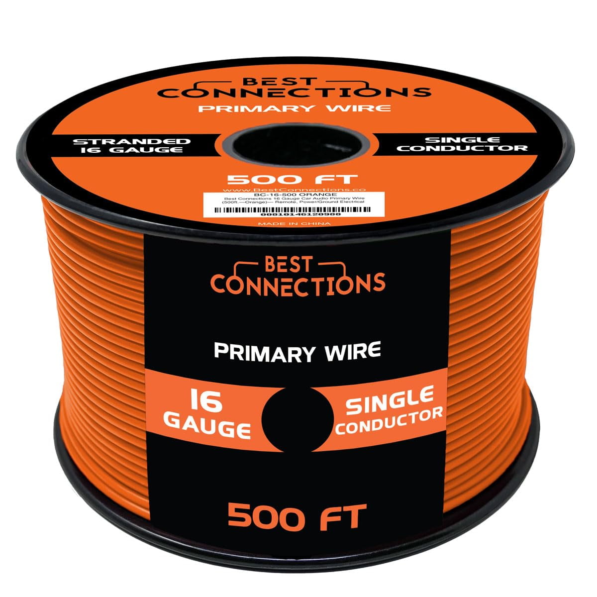 Best Connections 16 Gauge Automotive Primary Wire 500ft Ideal for Trailer, Speaker, and Lighting Circuits, Orange