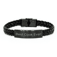 thumbnail image 1 of Best Cook Ever Interlaced Leather Bracelet, Funny Quote Gifts for Cook, Men, Father's Day Unique Gifts from Family, 1 of 4
