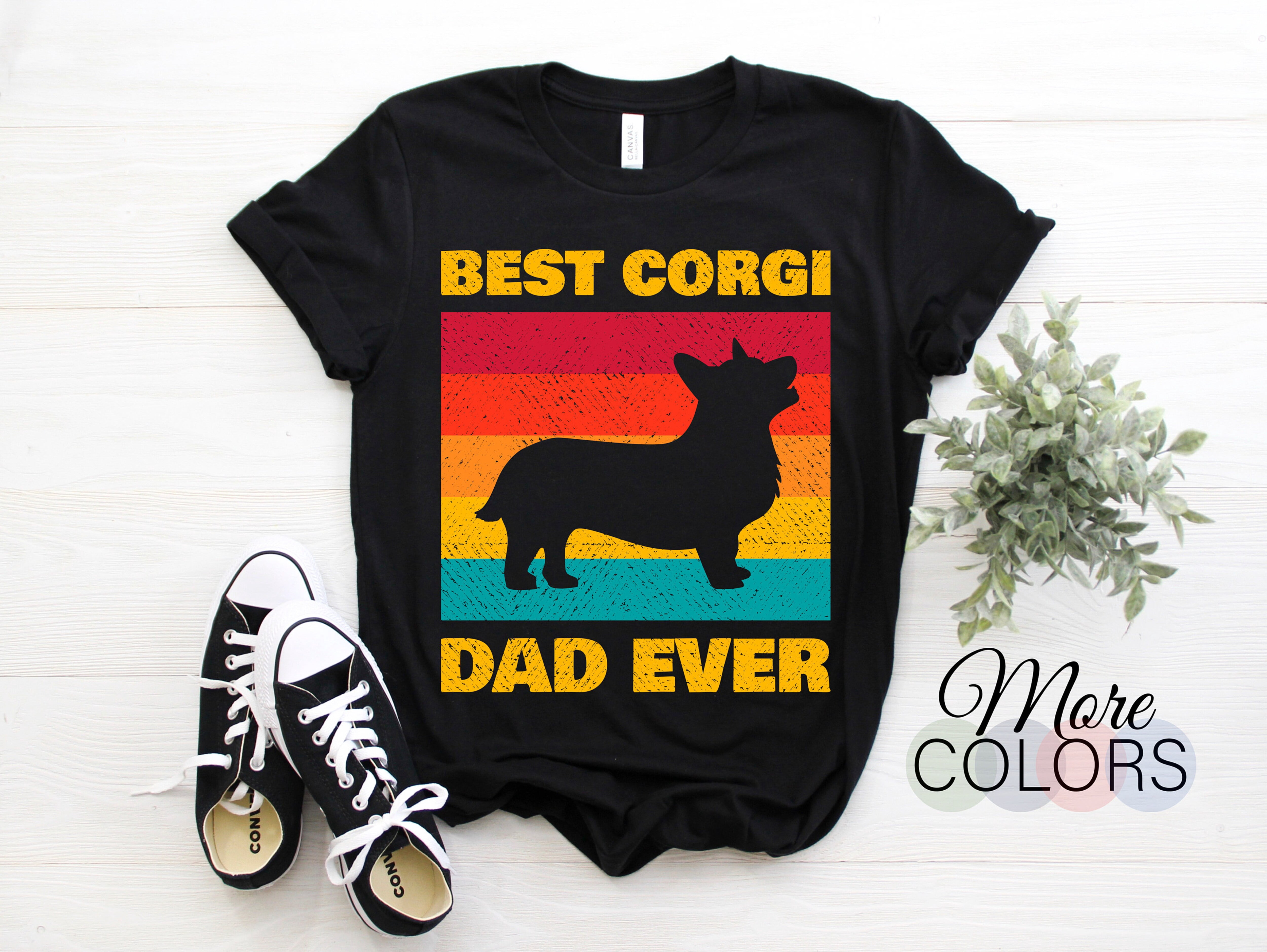 Best Corgi Dad Ever Vintage Cute T-Shirt, Pembroke Welsh Corgi Dog ...