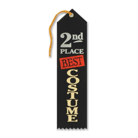 Beistle 2nd Place Best Costume Award Ribbons - 8" - Black - Set of 6