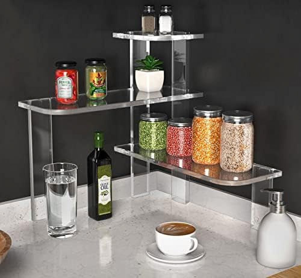 Best Countertop Corner Shelf Organizer (Clear) 3 Tier Shelves For