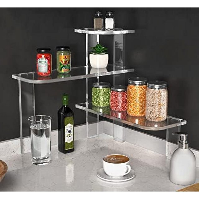 Best Countertop Corner Shelf Organizer (Clear) 3 Tier Shelves For