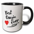 thumbnail image 1 of 3drose, Best Cousin Ever Design with Red Swirly Heart, 11oz Two-tone Black Mug, 1 of 6